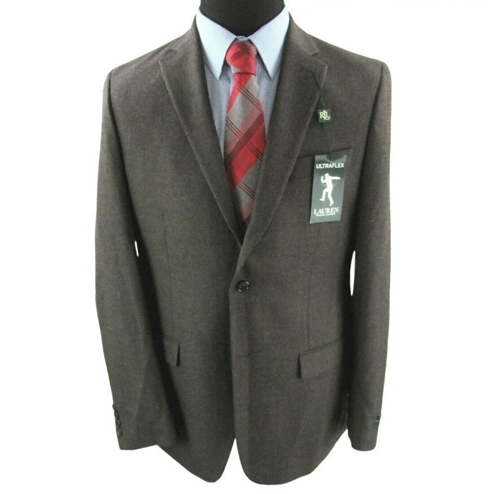 LRL Ralph Lauren Blazer Mens 40L‎ 40 Brown Twill Stretch Sport Coat $350 NEW